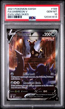 2021 POKEMON SWORD & SHIELD EVOLVING SKIES #189 FULL ART/UMBREON V PSA 10 - Image 1