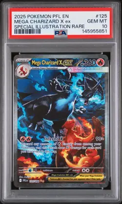 2025 POKEMON PFL SPECIAL ILLUSTRATION RARE #125 MEGA CHARIZARD X EX PSA 10 - Image 1