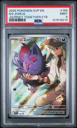 2025 POKEMON SVP EN-SV BLACK STAR PROMO #189 N'S ZORUA PSA 9 - Image 1