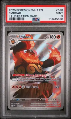 2025 POKEMON WHT EN-WHITE FLARE ILLUSTRATION RARE #098 EMBOAR PSA 9 - Image 1