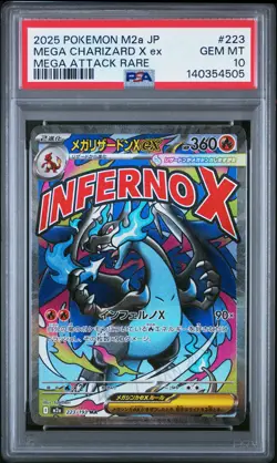 2025 POKEMON JAPANESE MEGA DREAM EX ATTACK RARE #223 MEGA CHARIZARD X EX PSA 10 - Image 1