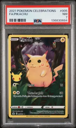 2021 POKEMON CELEBRATIONS #005 FULL ART/PIKACHU PSA 7 - Image 1