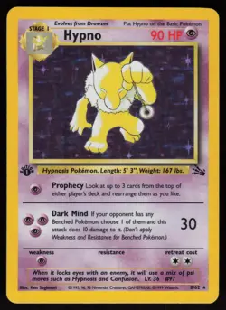 Hypno 8/62 Rare Fossil Holo 1st Edition Pokemon - Image 1