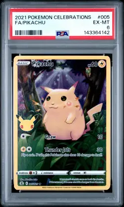 2021 POKEMON CELEBRATIONS #005 FULL ART/PIKACHU PSA 6 - Image 1