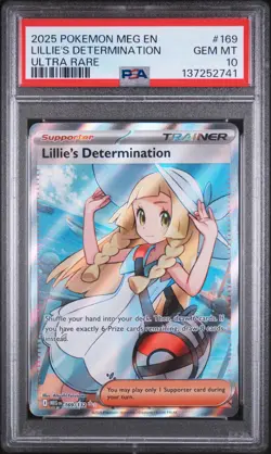 2025 POKEMON MEG EN-MEGA EVOLUTION ULTRA RARE #169 LILLIE'S DETERMINATION PSA 10 - Image 1