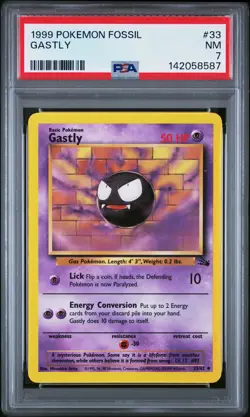 1999 POKEMON FOSSIL #33 GASTLY PSA 7 - Image 1