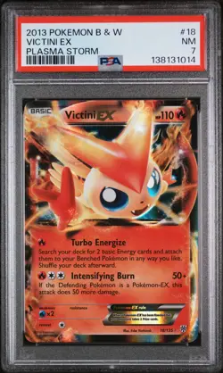2013 POKEMON B&W PLASMA STORM #18 VICTINI EX PSA 7 - Image 1