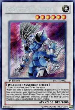 Gravity Warrior Secret Rare 1st Edition Yugioh Card PRC1-EN020 Near Mint - Image 1