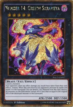 Yugioh! LP Number 14: Greedy Sarameya - PGL2-EN017 - Gold Secret Rare - 1st Edit - Image 1
