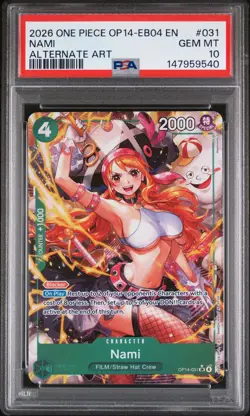 2026 ONE PIECE OP14-EB04-THE AZURE SEA'S SEVEN ALTERNATE ART #031 NAMI PSA 10 - Image 1