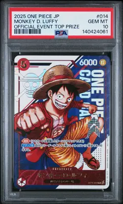 2025 ONE PIECE JPN PROMOS OFFICIAL EVENT TOP PRIZE #014 MONKEY D. LUFFY PSA 10 - Image 1