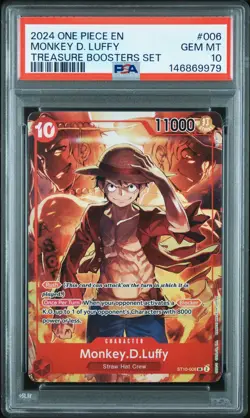 2024 ONE PIECE PROMOS TREASURE BOOSTERS SET #006 MONKEY D. LUFFY PSA 10 - Image 1
