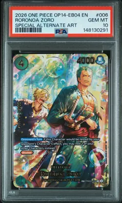 2026 ONE PIECE THE AZURE SEA'S SEVEN SPECIAL ALT ART #006 RORONOA ZORO PSA 10 - Image 1