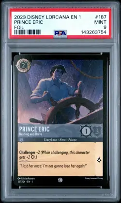 2023 DISNEY LORCANA THE FIRST CHAPTER FOIL PRINCE ERIC DASHING AND BRAVE PSA 9 - Image 1