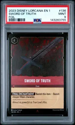 2023 DISNEY LORCANA EN 1-THE FIRST CHAPTER FOIL #136 SWORD OF TRUTH PSA 9 - Image 1