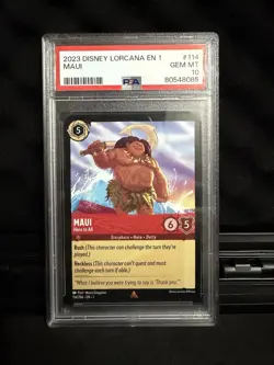 2023 Disney Lorcana EN 1 First Chapter MAUI Hero To All #114/201 Rare PSA 10 - Image 1