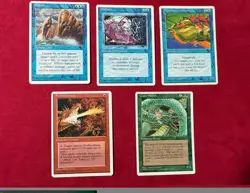 Red Blue Green 5 Card’s LP-HP - 4th Edition Magic The Gathering MTG Vintage 90’s - Image 1