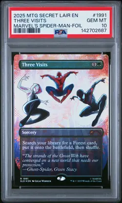 2025 MTG SECRET LAIR DROP HEROIC DEEDS-FOIL #1991 THREE VISITS PSA 10 - Image 1