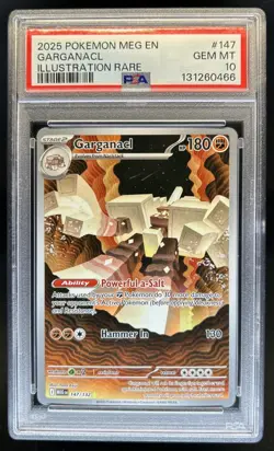 2025 Pokemon Mega Evolution Garganacl Illustration Rare #147/132 PSA 10 - Image 1