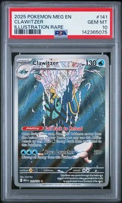 2025 POKEMON MEG EN-MEGA EVOLUTION ILLUSTRATION RARE #141 CLAWITZER PSA 10 - Image 1
