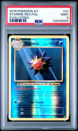 2016 POKEMON XY EVOLUTIONS #31 STARMIE-REVERSE FOIL PSA 9 - Image 1