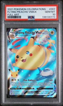 2021 POKEMON CELEBRATIONS #007 FULL ART/FLYING PIKACHU VMAX PSA 10 - Image 1