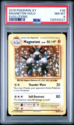 2016 POKEMON XY EVOLUTIONS #38 MAGNETON-HOLO PSA 8 - Image 1