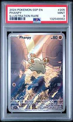 2024 POKEMON SSP EN-SURGING SPARKS ILLUSTRATION RARE #205 PHANPY PSA 9 - Image 1