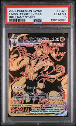 2022 POKEMON SWSH BRILLIANT STARS FULL ART/SINGLE STRIKE URSHIFU VMAX PSA 10 - Image 1