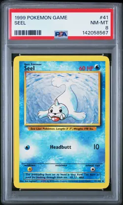 1999 POKEMON BASE SET UNLIMITED #41 SEEL PSA 8 - Image 1