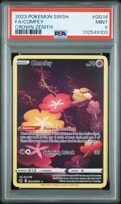 2023 POKEMON SWORD & SHIELD CROWN ZENITH #GG14 FULL ART/COMFEY PSA 9 - Image 1