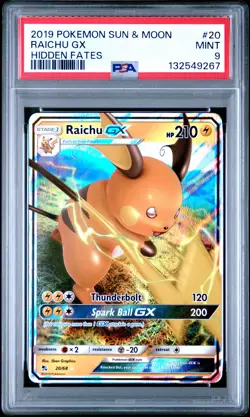 2019 POKEMON SUN & MOON HIDDEN FATES #20 RAICHU GX PSA 9 - Image 1