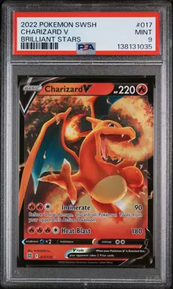 2022 POKEMON SWORD & SHIELD BRILLIANT STARS #017 CHARIZARD V PSA 9 - Image 1