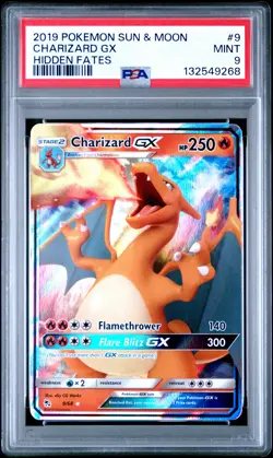 2019 POKEMON SUN & MOON HIDDEN FATES #9 CHARIZARD GX PSA 9 - Image 1