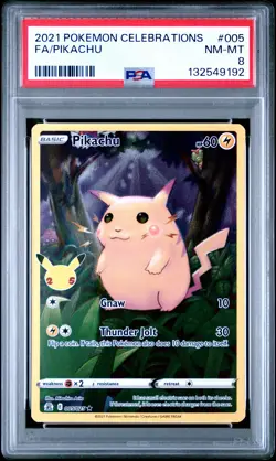 2021 POKEMON CELEBRATIONS #005 FULL ART/PIKACHU PSA 8 - Image 1
