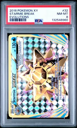 2016 POKEMON XY EVOLUTIONS #32 STARMIE BREAK PSA 8 - Image 1
