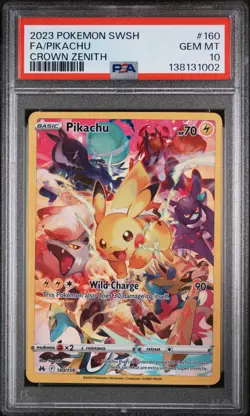 2023 POKEMON SWORD & SHIELD CROWN ZENITH #160 FULL ART/PIKACHU PSA 10 - Image 1