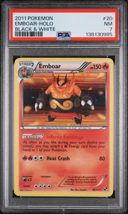2011 POKEMON B&W #20 EMBOAR-HOLO PSA 7 - Image 1