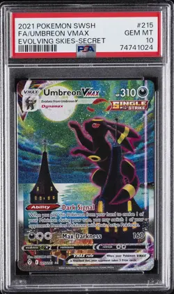 2021 POKEMON SWORD & SHIELD EVOLVING SKIES SECRET FULL ART/UMBREON VMAX PSA 10 - Image 1