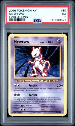 2016 POKEMON XY EVOLUTIONS #51 MEWTWO PSA 5 - Image 1