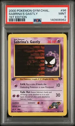 2000 POKEMON GYM CHALLENGE 1ST EDITION #96 SABRINA'S GASTLY PSA 9 - Image 1