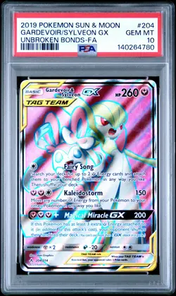 2019 POKEMON SUN & MOON UNBROKEN BONDS FULL ART/GARDEVOIR & SYLVEON GX PSA 10 - Image 1