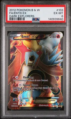 2012 POKEMON B&W DARK EXPLORERS #103 FULL ART/ENTEI EX PSA 6 - Image 1