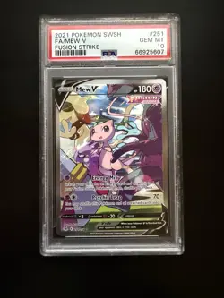 Mew V PSA 10 Alt Art Fusion Strike Pokemon Card 251/264 Sword & Shield FA - Image 1
