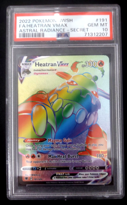2022 Pokemon SWSH FA/HEATRAN VMAX Astral Radiance Secret #191 PSA 10 Gem Mint - Image 1