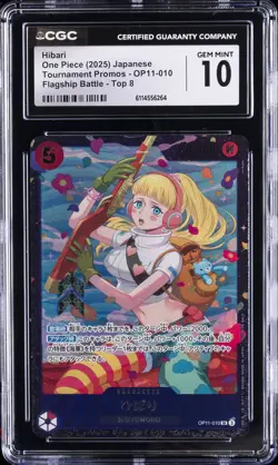 2025 ONE PIECE JAPANESE TOURNAMENT PROMO TOP 8 #OP11-010 HIBARI CGC 10 - Image 1