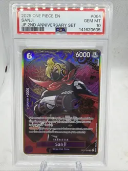 2025 One Piece OP07-064 Sanji JP 2nd Anniversary Set PSA 10 English - Image 1