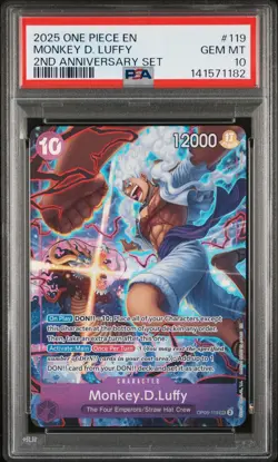 2025 ONE PIECE ENGLISH VERSION 2ND ANNIVERSARY SET #119 MONKEY D. LUFFY PSA 10 - Image 1
