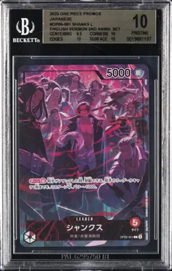 2025 ONE PIECE PROMOS JPN ENGLISH VERSION 2ND ANNIVERSARY SET SHANKS L BGS 10 - Image 1