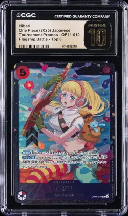 2025 ONE PIECE JAPANESE TOURNAMENT PROMO TOP 8 #OP11-010 HIBARI CGC 10 PRISTINE - Image 1